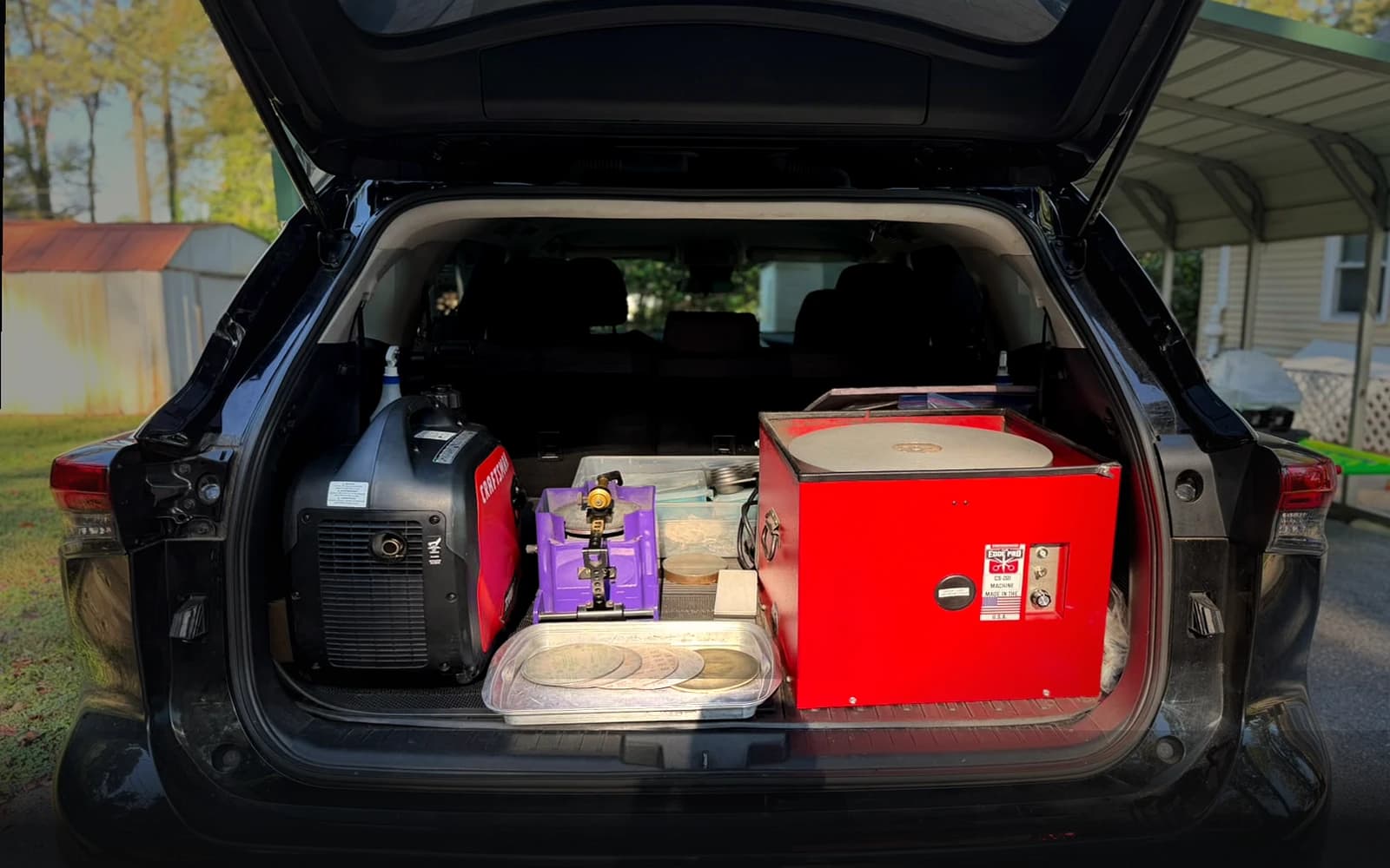 Malik Sharpening self-powered mobile workshop vehicle equipped with Edge Pro machine, generator, and precision tooling